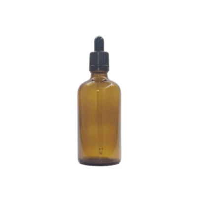AMBER GLASS BOTTLE WITH DROPPER AND CAP 100ML