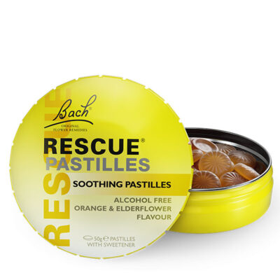 BACH RESCUE ORANGE & ELDERFLOWER PASTILLES 50G TIN