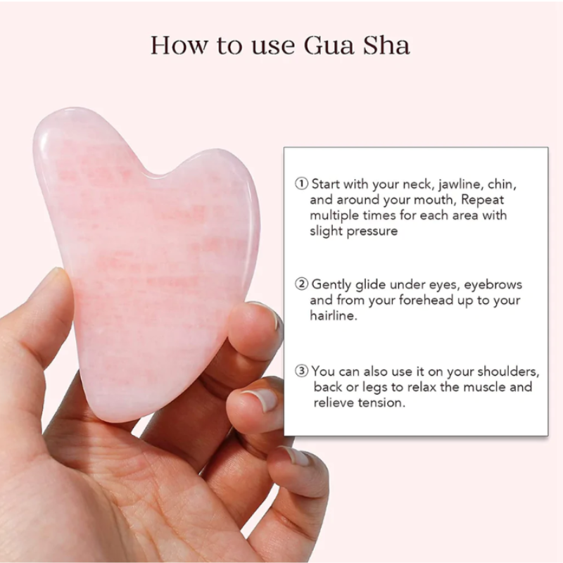 OHM ROSE QUARTZ FACE ROLLER & GUA SHA - Image 3