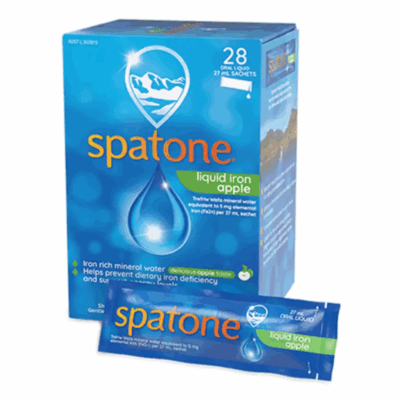 SPATONE LIQUID IRON APPLE BOX 28 SACHETS