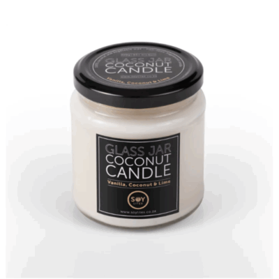 SOY LITES VANILLA AND LIME COCONUT CANDLE 400G CLEAR GLASS