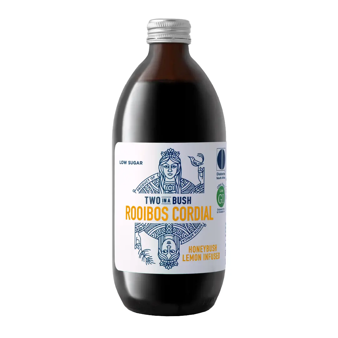 TWO IN A BUSH HONEYBUSH LEMON ROOIBOS CORDIAL 500ML